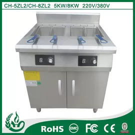 China Double tank two basket stainless steel Induction heating deep fryer supplier